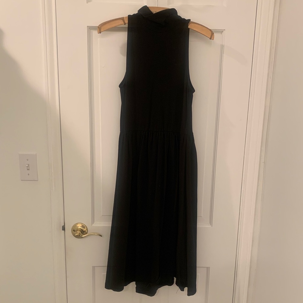 ASOS Black Sleeveless Midi Dress with High Neck